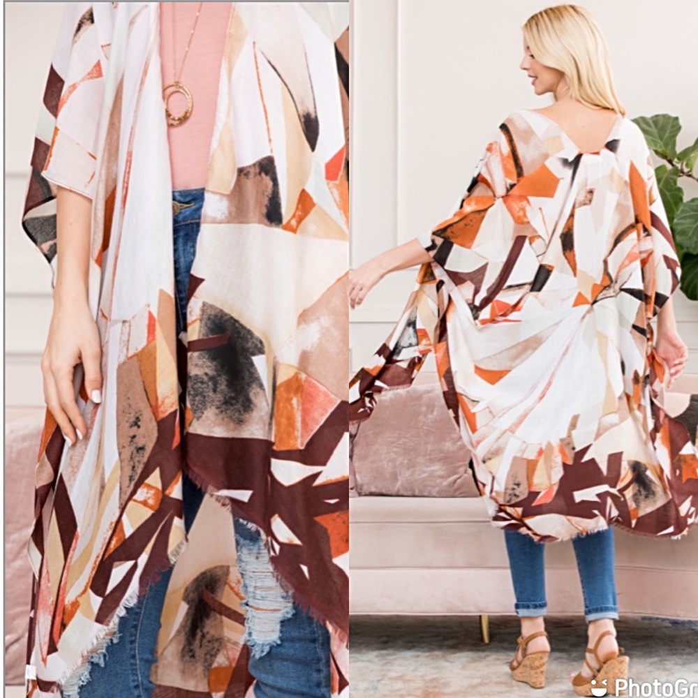 Bohemian Kimono Wrap Swim Coverup One Size - Picture 3 of 4